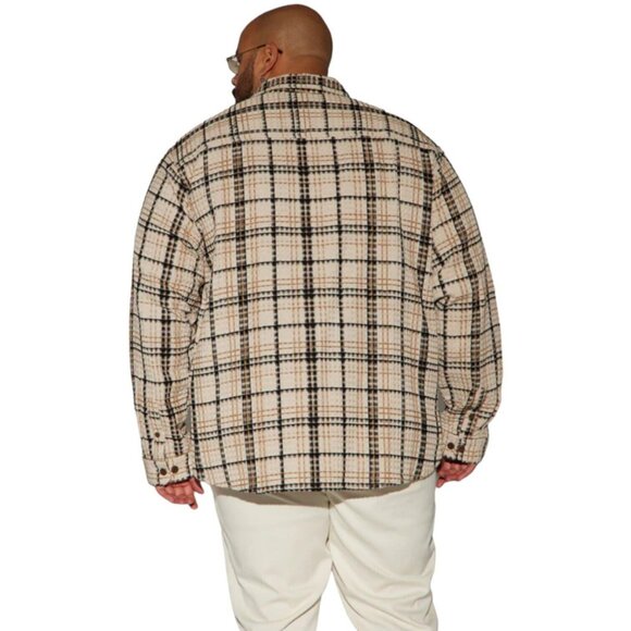 Take You On A Ride Textured Button Up Long Sleeve Shirt Tan Men's - Picture 6 of 6